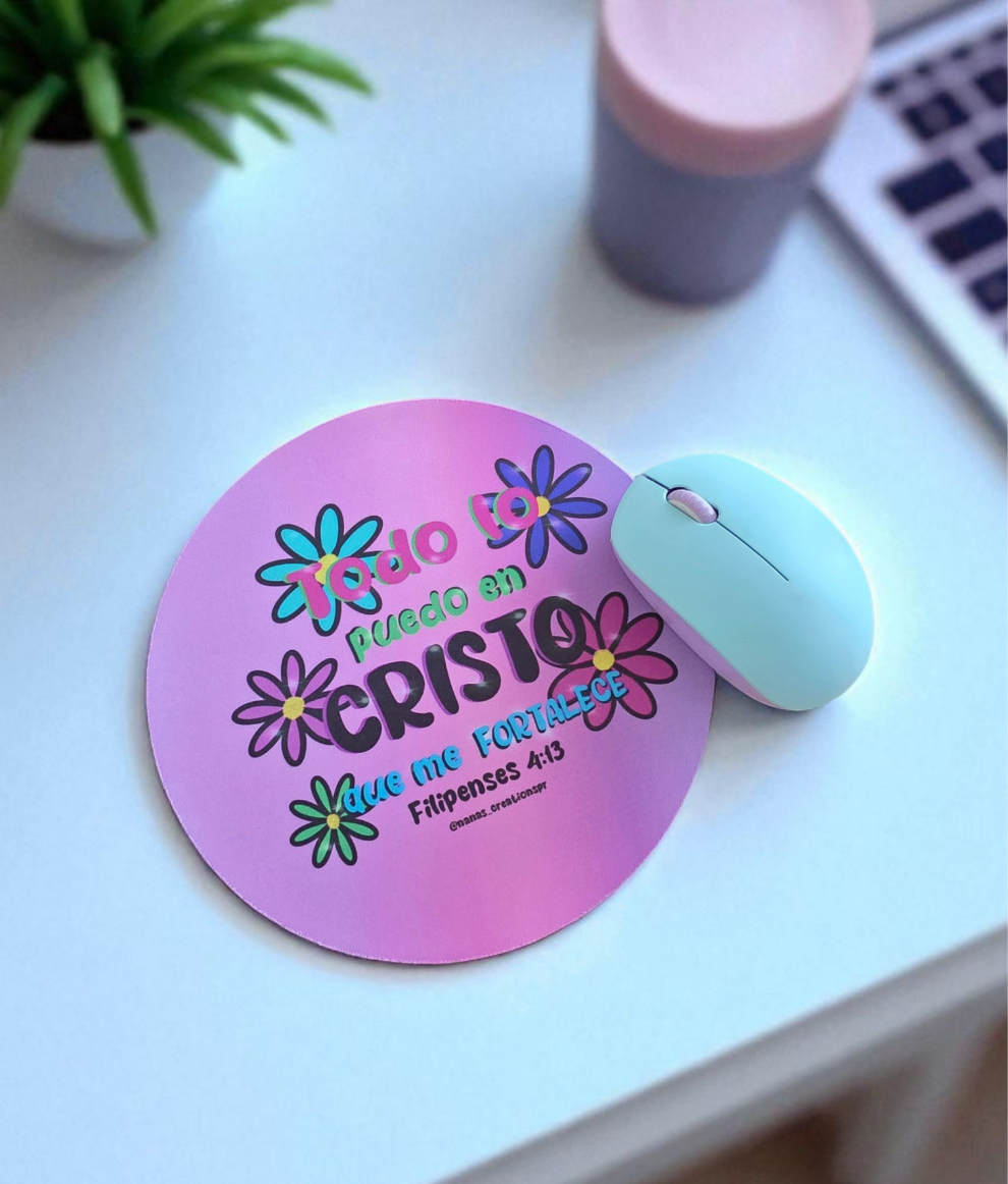 Mousepads "Todo lo puedo en Cristo que me fortalece" Filipenses 4:13