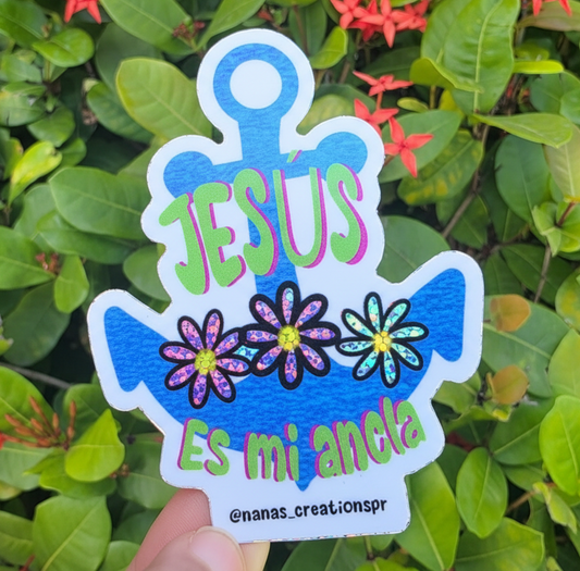 Sticker de Vinilo con Escritura “Jesús es mi ancla”