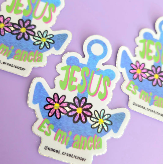 Sticker de Vinilo con Escritura “Jesús es mi ancla”
