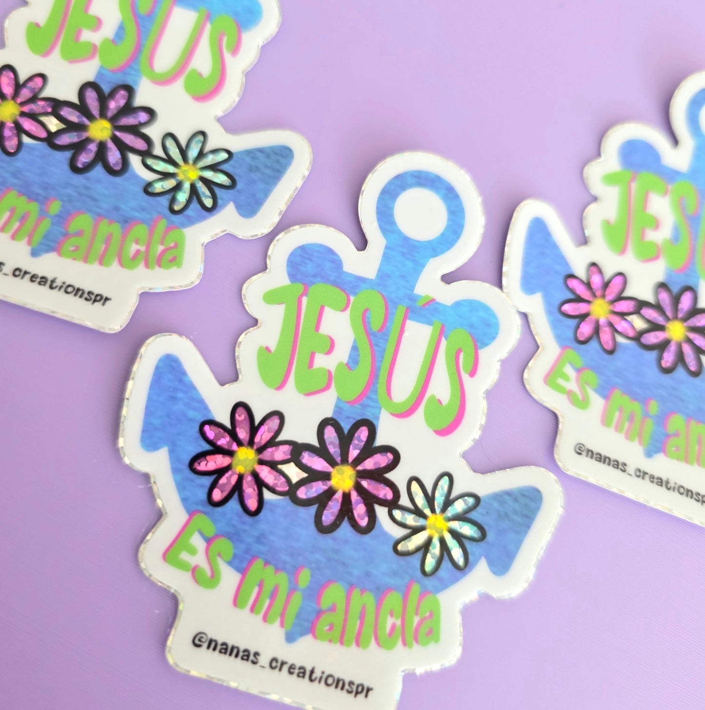 Sticker de Vinilo con Escritura “Jesús es mi ancla”